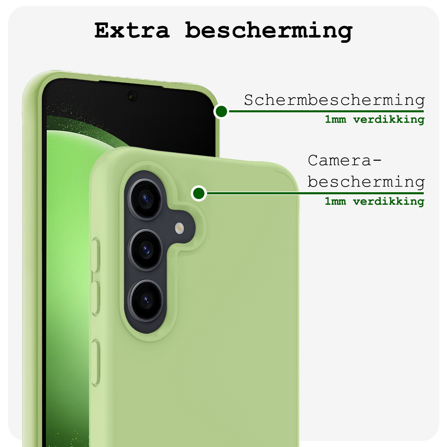 BASEY. Hoes Geschikt voor Samsung S23 FE Hoesje Siliconen Back Cover Case Met 2x Screenprotector - Hoesje Geschikt voor Samsung Galaxy S23 FE Hoes Cover Hoesje - Groen