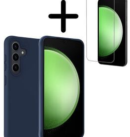 BASEY. BASEY. Samsung Galaxy S23 FE Hoesje Siliconen Met Screenprotector - Donkerblauw