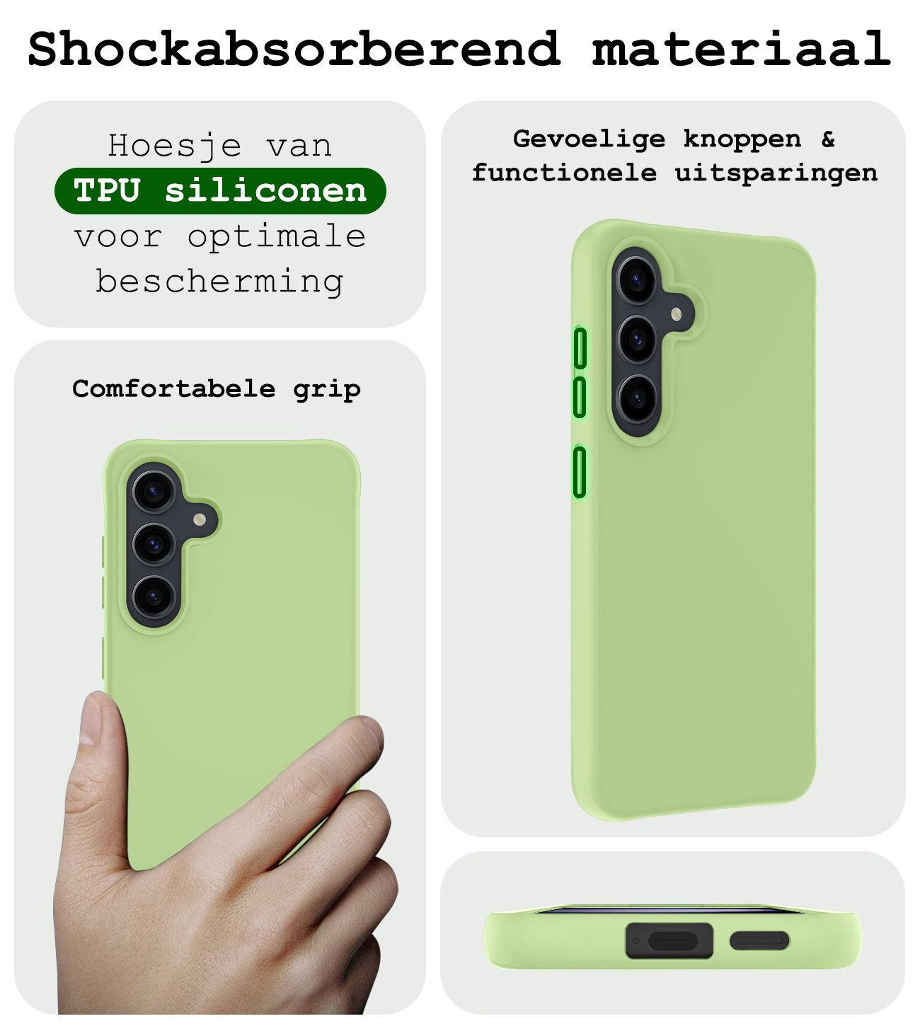 BASEY. Hoes Geschikt voor Samsung S23 FE Hoesje Siliconen Back Cover Case Met 2x Screenprotector - Hoesje Geschikt voor Samsung Galaxy S23 FE Hoes Cover Hoesje - Groen