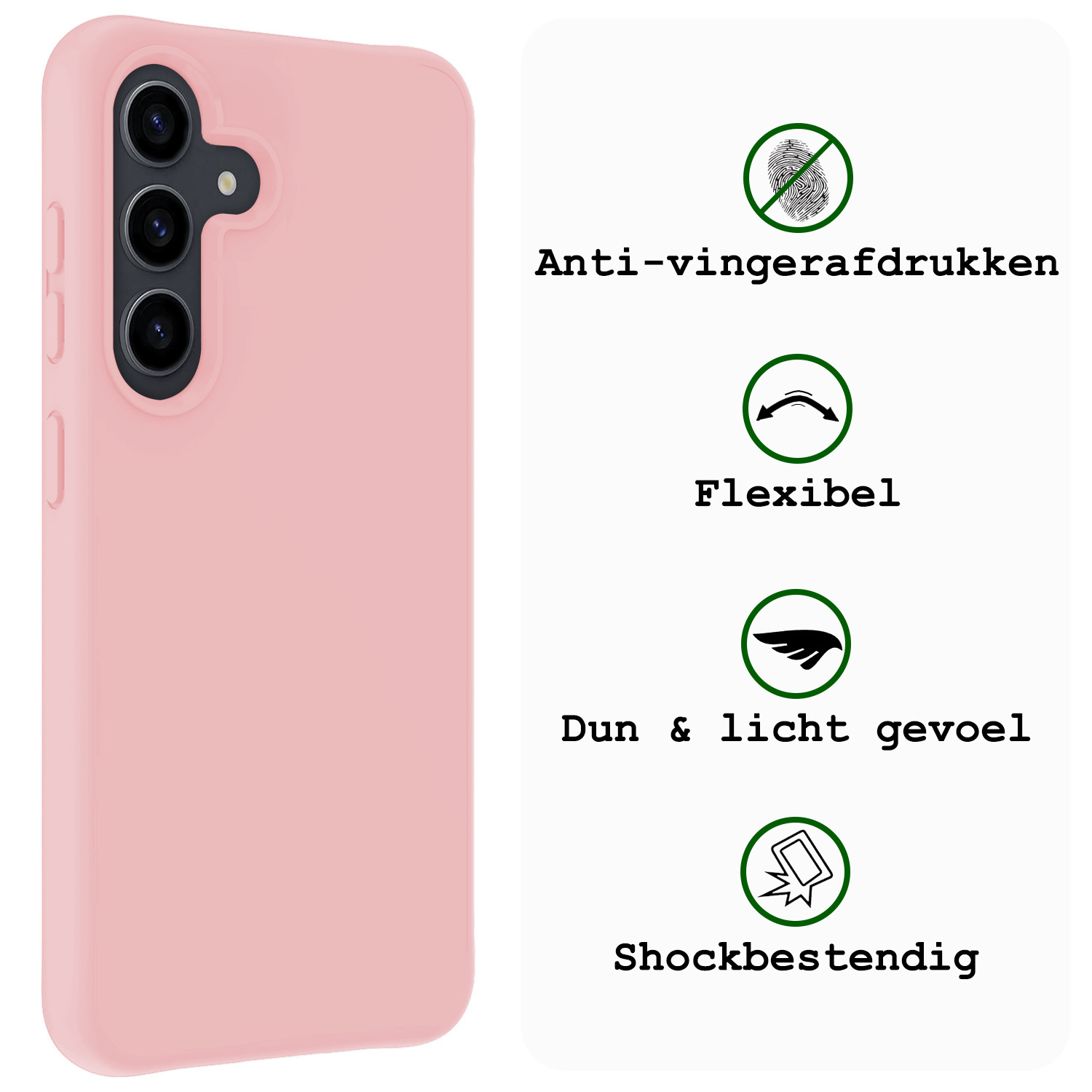 BASEY. Hoes Geschikt voor Samsung S23 FE Hoesje Siliconen Back Cover Case Met 2x Screenprotector - Hoesje Geschikt voor Samsung Galaxy S23 FE Hoes Cover Hoesje - Lichtroze
