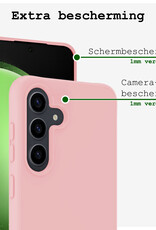 BASEY. Hoes Geschikt voor Samsung S23 FE Hoesje Siliconen Back Cover Case Met 2x Screenprotector - Hoesje Geschikt voor Samsung Galaxy S23 FE Hoes Cover Hoesje - Lichtroze