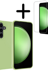 BASEY. Hoes Geschikt voor Samsung S23 FE Hoesje Siliconen Back Cover Case Met Screenprotector - Hoesje Geschikt voor Samsung Galaxy S23 FE Hoes Cover Hoesje - Groen