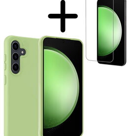 BASEY. BASEY. Samsung Galaxy S23 FE Hoesje Siliconen Met Screenprotector - Groen
