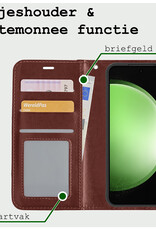 BASEY. Hoes Geschikt voor Samsung S23 FE Hoesje Bookcase Hoes Flip Case Book Cover Met Screenprotector - Hoesje Geschikt voor Samsung Galaxy S23 FE Hoes Book Case Hoesje - Bruin