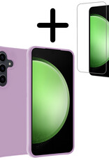 BASEY. Hoes Geschikt voor Samsung S23 FE Hoesje Siliconen Back Cover Case Met Screenprotector - Hoesje Geschikt voor Samsung Galaxy S23 FE Hoes Cover Hoesje - Lila