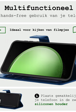 BASEY. Hoes Geschikt voor Samsung S23 FE Hoesje Bookcase Hoes Flip Case Book Cover Met Screenprotector - Hoesje Geschikt voor Samsung Galaxy S23 FE Hoes Book Case Hoesje - Donkerblauw