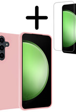 BASEY. Hoes Geschikt voor Samsung S23 FE Hoesje Siliconen Back Cover Case Met Screenprotector - Hoesje Geschikt voor Samsung Galaxy S23 FE Hoes Cover Hoesje - Lichtroze