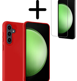 BASEY. BASEY. Samsung Galaxy S23 FE Hoesje Siliconen Met Screenprotector - Rood
