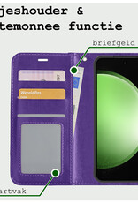 BASEY. Hoes Geschikt voor Samsung S23 FE Hoesje Bookcase Hoes Flip Case Book Cover Met Screenprotector - Hoesje Geschikt voor Samsung Galaxy S23 FE Hoes Book Case Hoesje - Paars