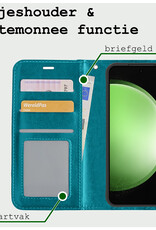 BASEY. Hoes Geschikt voor Samsung S23 FE Hoesje Bookcase Hoes Flip Case Book Cover Met Screenprotector - Hoesje Geschikt voor Samsung Galaxy S23 FE Hoes Book Case Hoesje - Turquoise