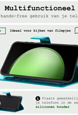 BASEY. Hoes Geschikt voor Samsung S23 FE Hoesje Bookcase Hoes Flip Case Book Cover Met Screenprotector - Hoesje Geschikt voor Samsung Galaxy S23 FE Hoes Book Case Hoesje - Turquoise