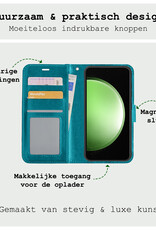 BASEY. Hoes Geschikt voor Samsung S23 FE Hoesje Bookcase Hoes Flip Case Book Cover Met Screenprotector - Hoesje Geschikt voor Samsung Galaxy S23 FE Hoes Book Case Hoesje - Turquoise