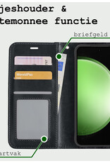 BASEY. Hoes Geschikt voor Samsung S23 FE Hoesje Bookcase Hoes Flip Case Book Cover Met Screenprotector - Hoesje Geschikt voor Samsung Galaxy S23 FE Hoes Book Case Hoesje - Zwart