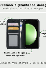 BASEY. Hoes Geschikt voor Samsung S23 FE Hoesje Bookcase Hoes Flip Case Book Cover Met Screenprotector - Hoesje Geschikt voor Samsung Galaxy S23 FE Hoes Book Case Hoesje - Zwart