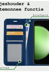 BASEY. Hoes Geschikt voor Samsung S23 FE Hoesje Bookcase Hoes Flip Case Book Cover Met 2x Screenprotector - Hoesje Geschikt voor Samsung Galaxy S23 FE Hoes Book Case Hoesje - Donkerblauw