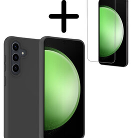 BASEY. BASEY. Samsung Galaxy S23 FE Hoesje Siliconen Met Screenprotector - Zwart