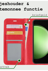 BASEY. Hoes Geschikt voor Samsung S23 FE Hoesje Bookcase Hoes Flip Case Book Cover Met 2x Screenprotector - Hoesje Geschikt voor Samsung Galaxy S23 FE Hoes Book Case Hoesje - Rood