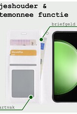 BASEY. Hoes Geschikt voor Samsung S23 FE Hoesje Bookcase Hoes Flip Case Book Cover Met 2x Screenprotector - Hoesje Geschikt voor Samsung Galaxy S23 FE Hoes Book Case Hoesje - Wit