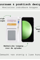 BASEY. Hoes Geschikt voor Samsung S23 FE Hoesje Bookcase Hoes Flip Case Book Cover Met 2x Screenprotector - Hoesje Geschikt voor Samsung Galaxy S23 FE Hoes Book Case Hoesje - Wit