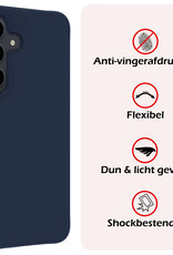 NoXx Hoes Geschikt voor Samsung S23 FE Hoesje Cover Siliconen Back Case Hoes Met Screenprotector - Donkerblauw