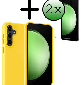 BASEY. BASEY. Samsung Galaxy S23 FE Hoesje Siliconen Met 2x Screenprotector - Geel