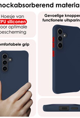 NoXx Hoes Geschikt voor Samsung S23 FE Hoesje Cover Siliconen Back Case Hoes Met Screenprotector - Donkerblauw