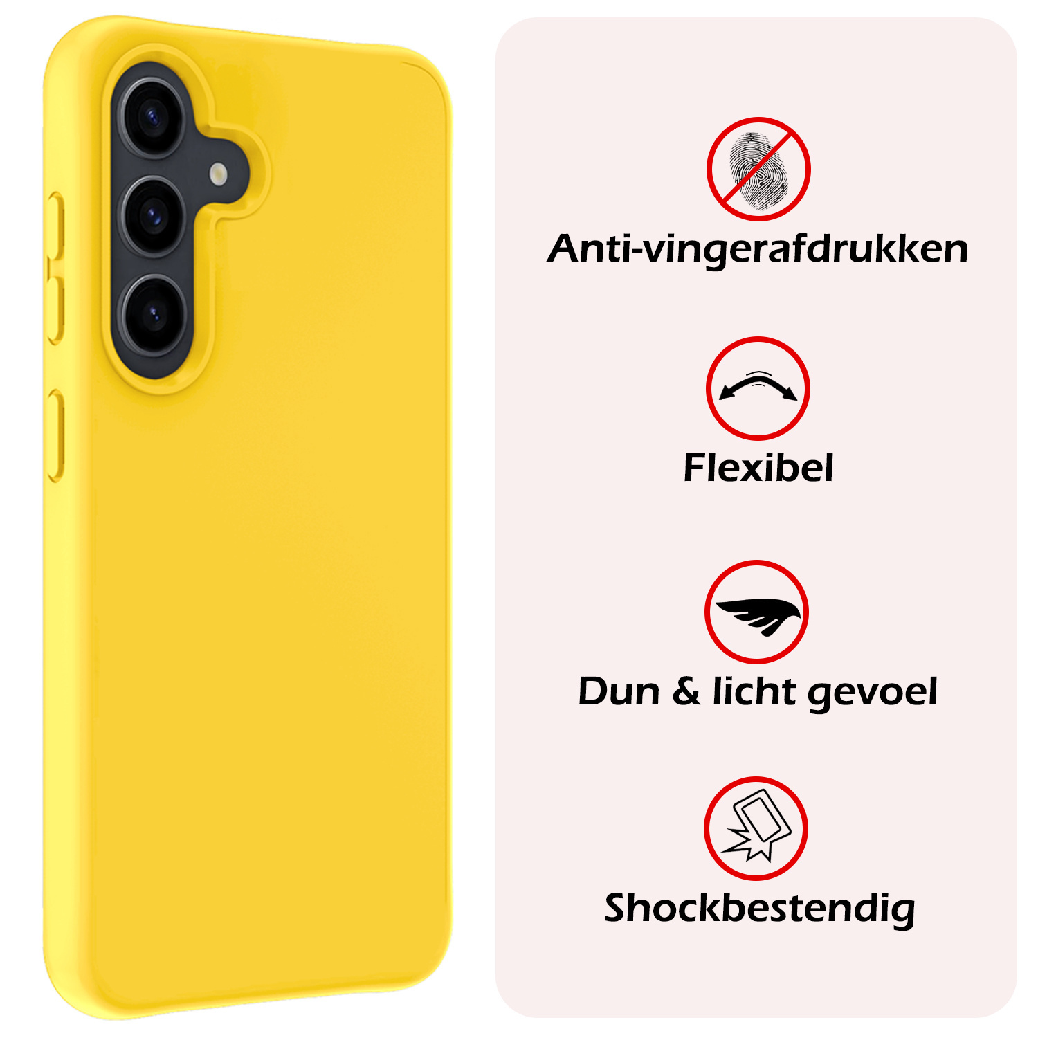 NoXx Hoes Geschikt voor Samsung S23 FE Hoesje Cover Siliconen Back Case Hoes Met Screenprotector - Geel