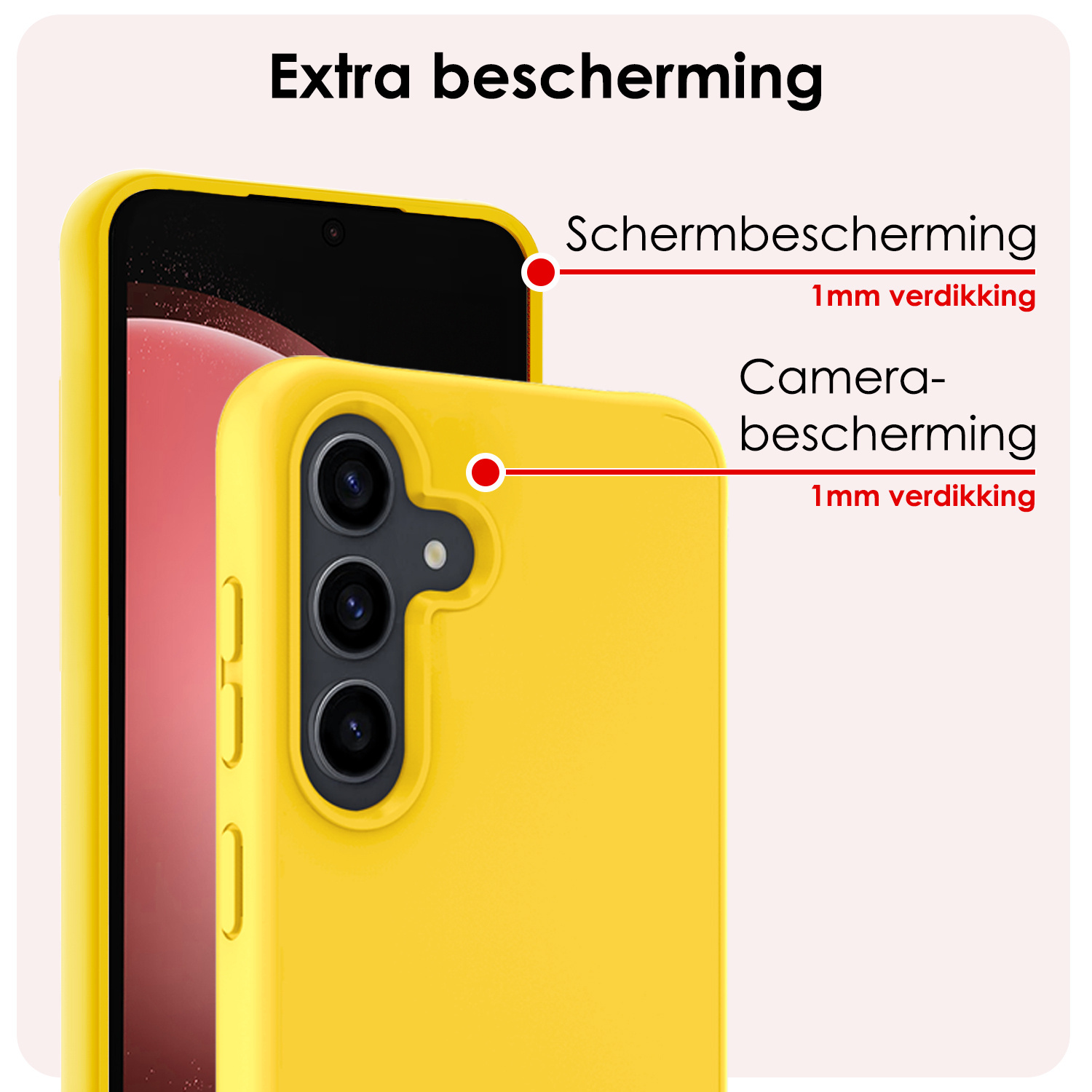 NoXx Hoes Geschikt voor Samsung S23 FE Hoesje Cover Siliconen Back Case Hoes Met Screenprotector - Geel