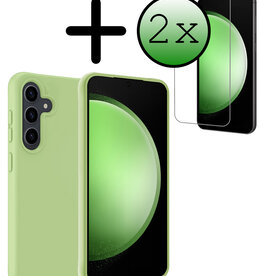 BASEY. BASEY. Samsung Galaxy S23 FE Hoesje Siliconen Met 2x Screenprotector - Groen
