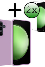 BASEY. Hoes Geschikt voor Samsung S23 FE Hoesje Siliconen Back Cover Case Met 2x Screenprotector - Hoesje Geschikt voor Samsung Galaxy S23 FE Hoes Cover Hoesje - Lila