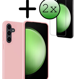 BASEY. BASEY. Samsung Galaxy S23 FE Hoesje Siliconen Met 2x Screenprotector - Lichtroze