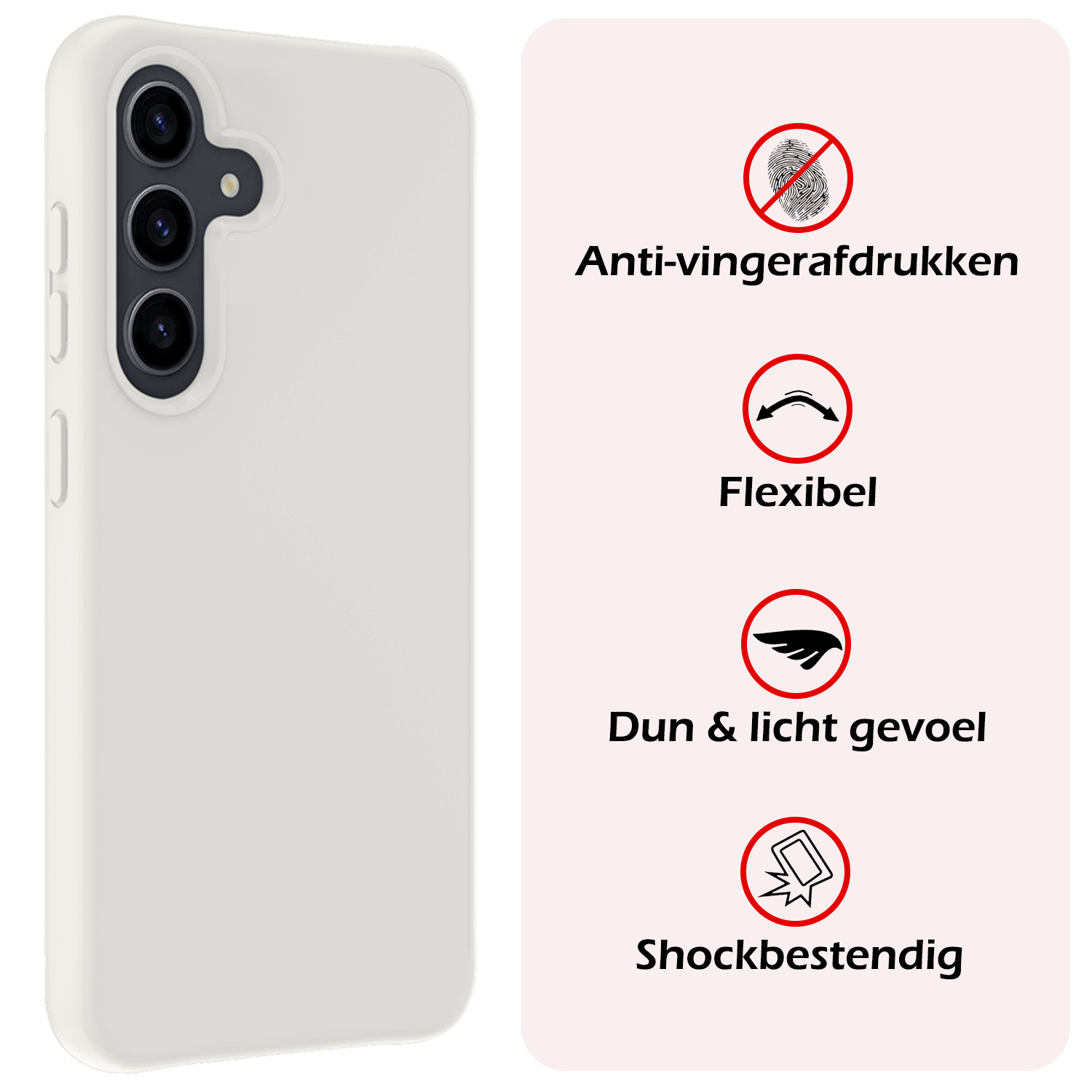 NoXx Hoes Geschikt voor Samsung S23 FE Hoesje Cover Siliconen Back Case Hoes Met Screenprotector - Wit