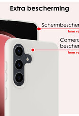 NoXx Hoes Geschikt voor Samsung S23 FE Hoesje Cover Siliconen Back Case Hoes Met Screenprotector - Wit