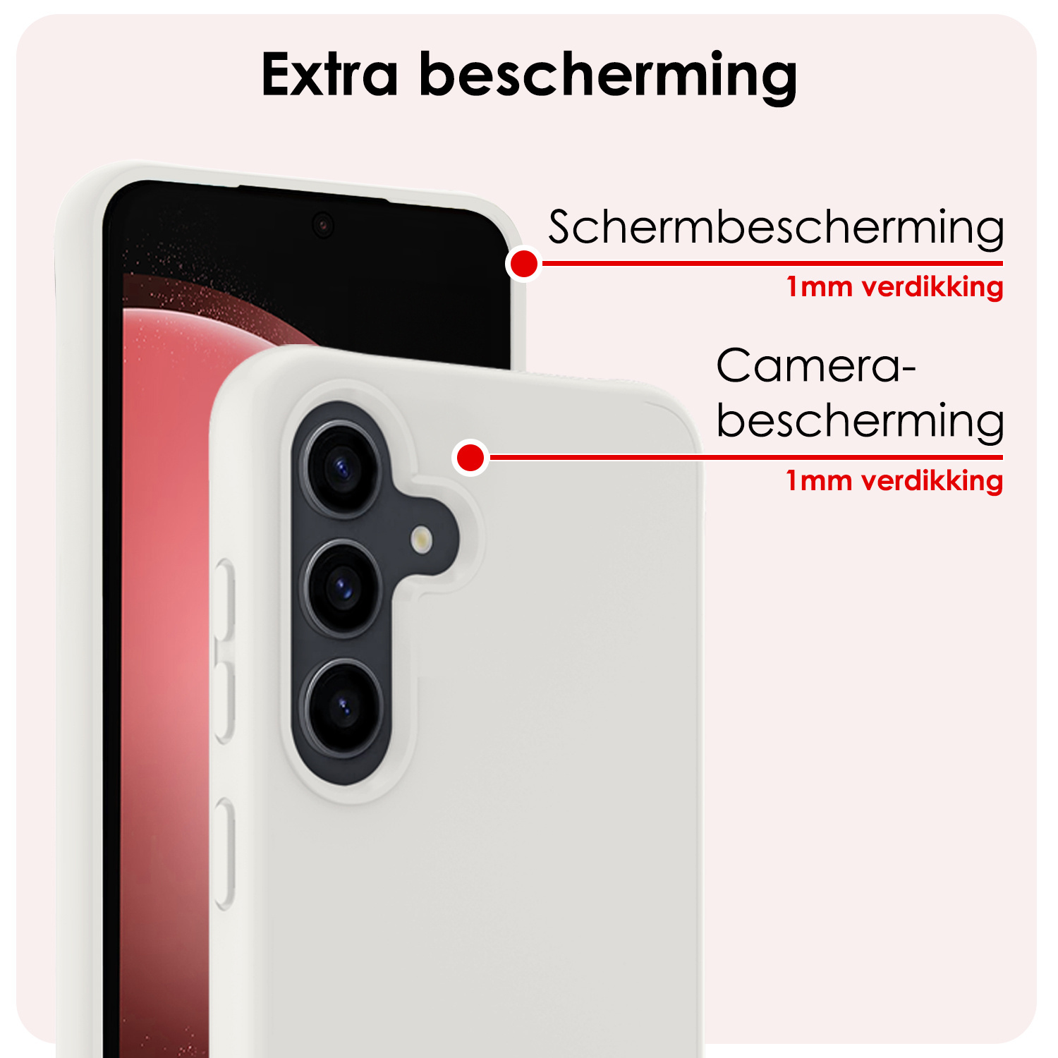 NoXx Hoes Geschikt voor Samsung S23 FE Hoesje Cover Siliconen Back Case Hoes Met Screenprotector - Wit