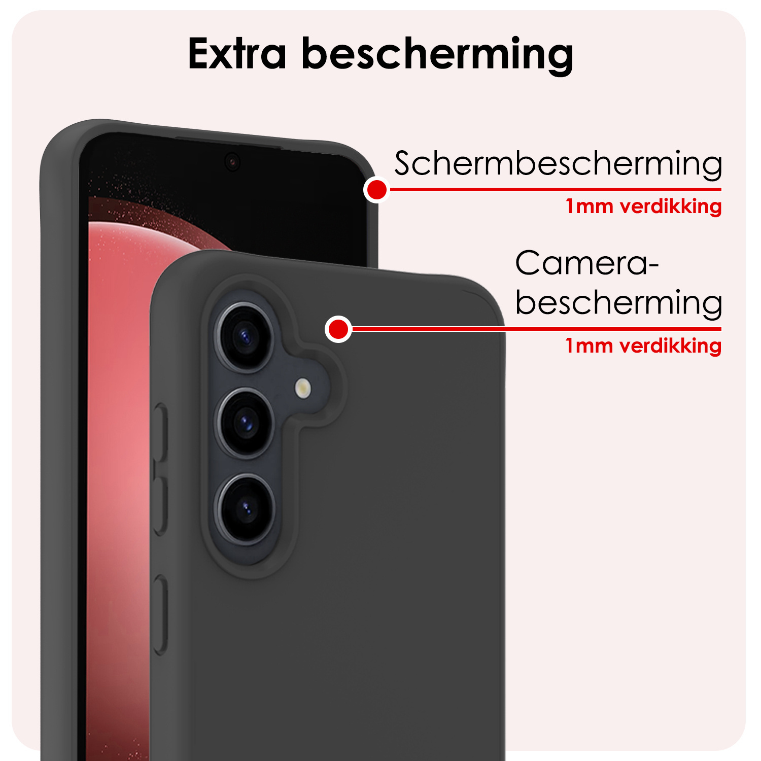 NoXx Hoes Geschikt voor Samsung S23 FE Hoesje Cover Siliconen Back Case Hoes Met Screenprotector - Zwart