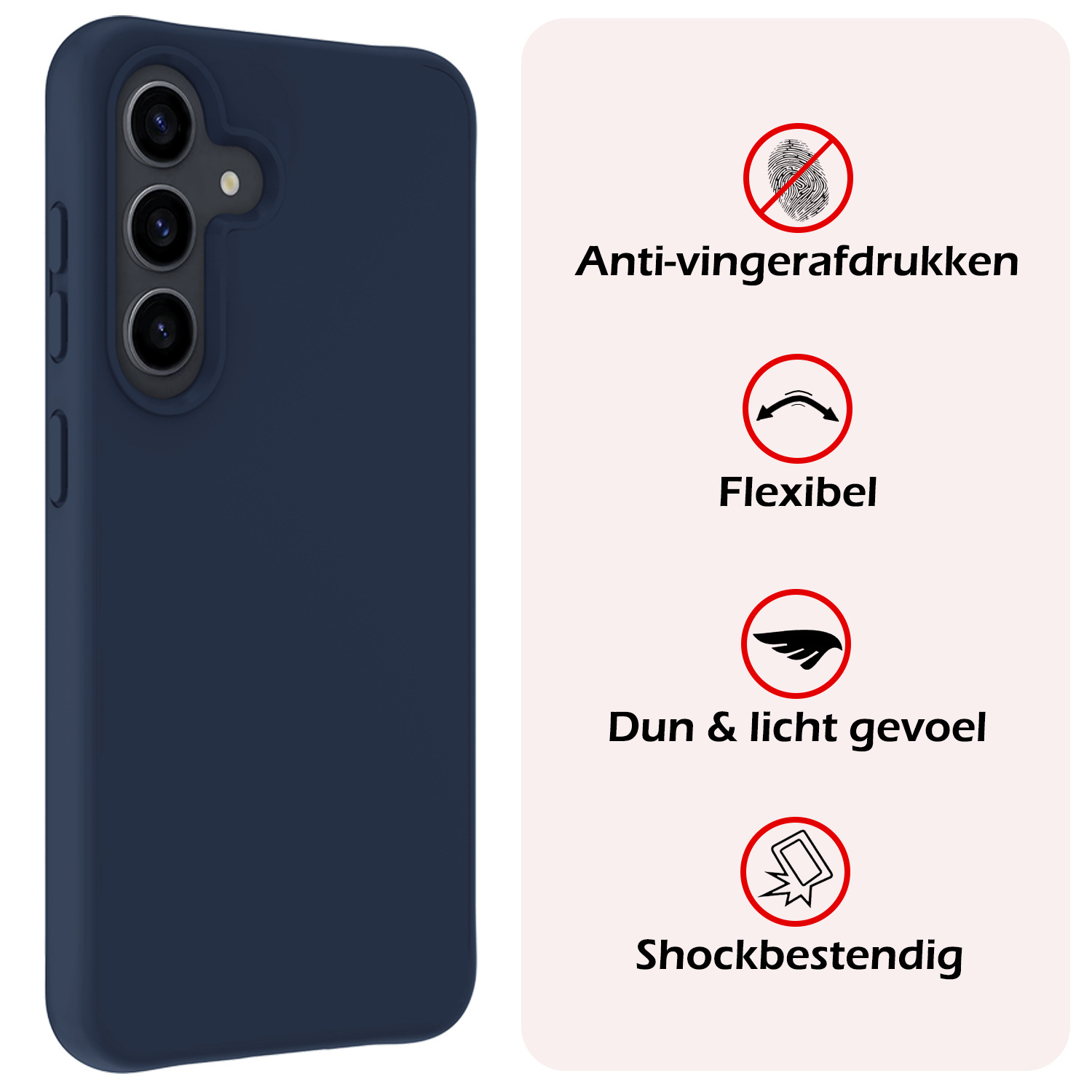 NoXx Hoes Geschikt voor Samsung S23 FE Hoesje Cover Siliconen Back Case Hoes Met 2x Screenprotector - Donkerblauw