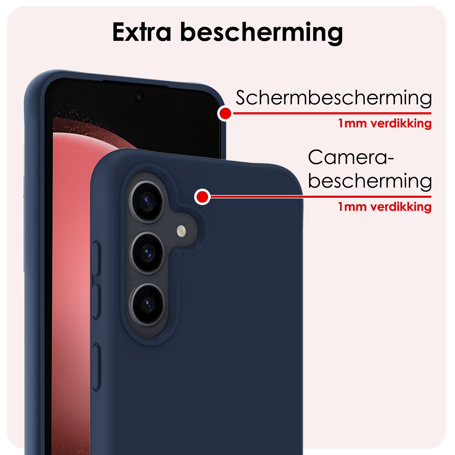 NoXx Hoes Geschikt voor Samsung S23 FE Hoesje Cover Siliconen Back Case Hoes Met 2x Screenprotector - Donkerblauw