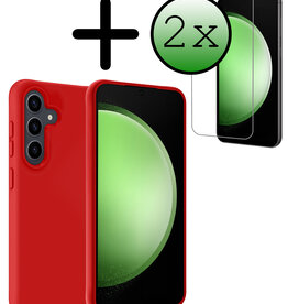 BASEY. BASEY. Samsung Galaxy S23 FE Hoesje Siliconen Met 2x Screenprotector - Rood