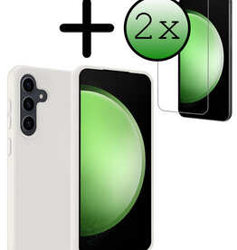 BASEY. BASEY. Samsung Galaxy S23 FE Hoesje Siliconen Met 2x Screenprotector - Wit