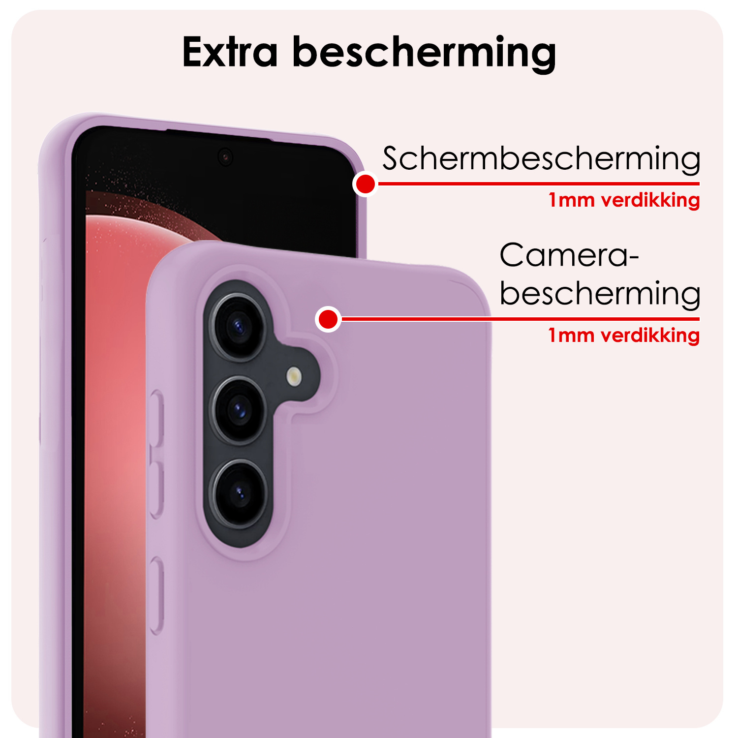 NoXx Hoes Geschikt voor Samsung S23 FE Hoesje Cover Siliconen Back Case Hoes Met 2x Screenprotector - Lila