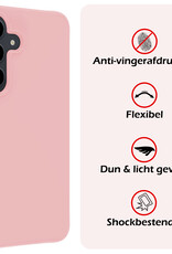 NoXx Hoes Geschikt voor Samsung S23 FE Hoesje Cover Siliconen Back Case Hoes Met 2x Screenprotector - Lichtroze