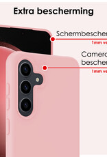 NoXx Hoes Geschikt voor Samsung S23 FE Hoesje Cover Siliconen Back Case Hoes Met 2x Screenprotector - Lichtroze