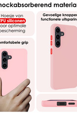 NoXx Hoes Geschikt voor Samsung S23 FE Hoesje Cover Siliconen Back Case Hoes Met 2x Screenprotector - Lichtroze