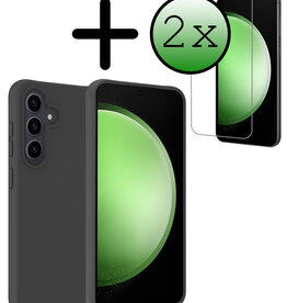 BASEY. BASEY. Samsung Galaxy S23 FE Hoesje Siliconen Met 2x Screenprotector - Zwart