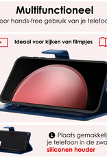 NoXx Hoes Geschikt voor Samsung S23 FE Hoesje Book Case Hoes Flip Cover Wallet Bookcase Met Screenprotector - Donkerblauw