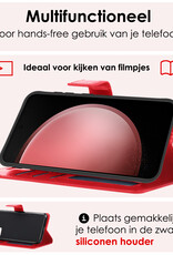 NoXx Hoes Geschikt voor Samsung S23 FE Hoesje Book Case Hoes Flip Cover Wallet Bookcase Met Screenprotector - Rood