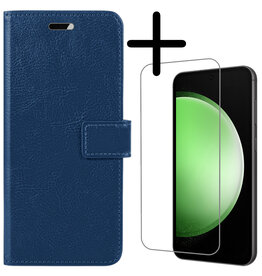 BASEY. BASEY. Samsung Galaxy S23 FE Hoesje Bookcase Met Screenprotector - Donkerblauw