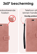 NoXx Hoes Geschikt voor Samsung S23 FE Hoesje Book Case Hoes Flip Cover Wallet Bookcase Met Screenprotector - Rosé goud