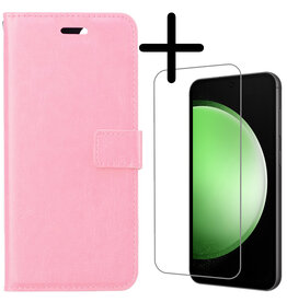 BASEY. BASEY. Samsung Galaxy S23 FE Hoesje Bookcase Met Screenprotector - Lichtroze