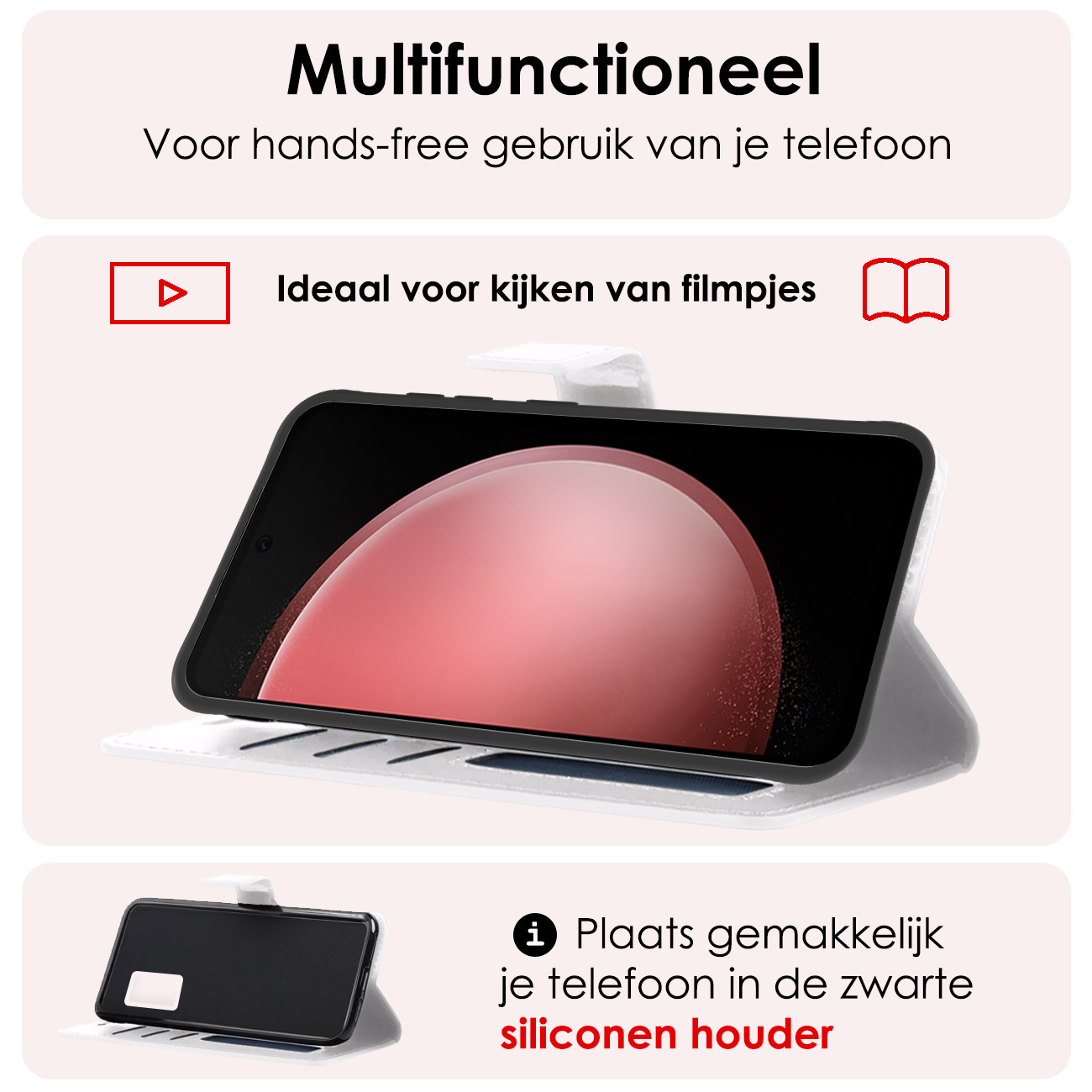 NoXx Hoes Geschikt voor Samsung S23 FE Hoesje Book Case Hoes Flip Cover Wallet Bookcase Met Screenprotector - Wit